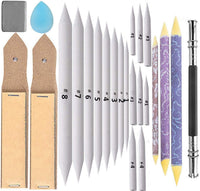Juego de 30 piezas de mezcla de tachuelas y tortillones con sacapuntas de papel de lija, borrador amasado, herramienta de extensión de lápiz de esponja para estudiantes, bocetos, herramientas de dibujo - Arteztik
