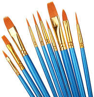 Juego de 10 pinceles de pintura acrílica, juego de pinceles de nailon, punta redonda, pinceles para pintura al óleo, acuarela, kit profesional para artistas, arte de uñas faciales, para niños y adultos - Arteztik
