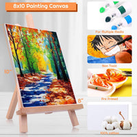 Shynek - Juego de pintura infantil de 38 piezas con lienzo de 3.1 x 3.9 in, caballete para mesa, pinceles para pintura de niños, paleta de pintura y pintura - Arteztik
