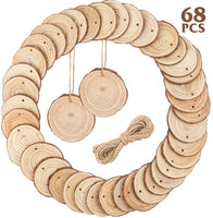 CEWOR - Rebanadas de madera natural, 68 piezas de 6,4 a 2.7 in, kit de madera sin terminar con agujeros de madera para adornos de Navidad, manualidades, manualidades, decoración rústica de boda - Arteztik
