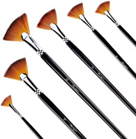 Amagic - Juego de 6 brochas de pelo natural de cerdas de cerdo de cerdo de cerdo de cerdas de cerdas de cerdas de cerdo de cerdas de cerdo para pintura acrílica, mango largo de madera con estuche - Arteztik
