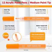 Paint Markers Crafts Supplies, Acrylic Paint Pens for Rock Painting Kit, School Halloween Pumpkin Paint Marker Pens for Kids Adults DIY Card Making, Ceramic, Glass, Wood, Canvas, Mug Painting - Arteztik
