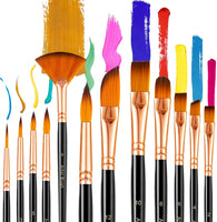 Juego de pinceles de pintura acrílica para manualidades, 12 pinceles profesionales para pintura de artistas, kit para pintura de maquillaje facial para niños, pintura acrílica, acuarela, aceite, roca, lienzo, pinceles de pintura de Halloween - Arteztik
