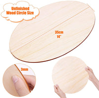 Audab - Disco redondo de madera para manualidades, 5 unidades de círculos de madera de 14.0 in sin terminar de madera para manualidades, colgador de puerta, diseño de madera, para quemar leña - Arteztik
