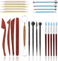 Herramientas de arcilla polimérica, 23 piezas, kit de herramientas de modelado de arcilla para escultura de cerámica, incluye herramientas de punteado de madera, bolígrafos de punta de goma, herramienta de bolígrafo táctil, herramientas de modelado de cer - Arteztik
