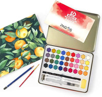 Pagos - Juego de pintura de acuarela - Kit de arte de 36 colores vivos con 10 hojas de papel de acuarela - Lápiz de dibujo con esponja rellenable, pincel, set de regalo para adultos, niños, principiantes, artistas, estudiantes - Arteztik
