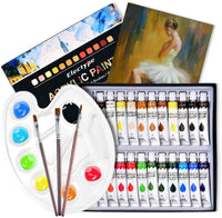 Juego de pintura acrílica de 24 colores con 3 pinceles, 1 paleta, 1 lienzo, perfecto para lienzo, madera, cerámica, tela, pigmentos no tóxicos y ricos para niños, adultos principiantes, estudiantes y artistas (0.4 fl oz). - Arteztik
