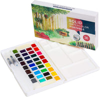 Set de pintura de acuarela para niños, suministros de arte, regalos de pintura para artistas, adultos, adolescentes, juego de 24 colores vibrantes surtidos con pinceles de acuarela, paleta y estuche de almacenamiento duradero - Arteztik
