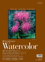 Strathmore 400 Series - Bloque de acuarela, prensado en frío, 11 x 15 pulgadas (4 lados), 15 hojas/bloque - Arteztik
