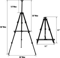 Caballete de artista, caballete de metal de aluminio extra grueso con trípode de 17 a 56 pulgadas de altura ajustable con bolsa portátil para piso/mesa de dibujo y visualización - Arteztik
