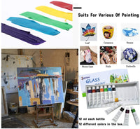 Lasten Pintura para vidrio. Pintura y arte en vidrio. Juego de pintura para vidrio, no tóxica. Juego de pinturas permanentes para vidrio, de 12 colores, con base de laca, para pintar vitrales. Ventanas con galería de vitrales. - Arteztik
