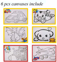Kaorary - Juego de pintura infantil para niñas, incluye 1 bolsa de almacenamiento, 12 pinturas lavables, 1 caballete de pintura libre de arañazos, 6 lienzos, 6 pinceles de pintura, 1 paleta y 1 delantal impermeable - Arteztik
