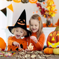 60 piezas de madera para colgar en blanco para Halloween, adornos de madera, recortes de Halloween, manualidades con 60 cuerdas de cordel para decoración de Halloween - Arteztik
