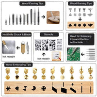 75 piezas de leña, herramienta de combustión de madera con pantalla LCD pluma de combustión de madera ajustable de soldadura de temperatura, grabado/tallado/puntas de soldadura/estuche de transporte. (gris) - Arteztik
