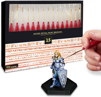 15pc Miniatures Paint Brush Set - Mini Painting Art Brushes. Perfect for DnD, Warhammer, Scale Model Painting, Nail Art, Face Painting, and More! Can be Used with Watercolor, Acrylic, Oil Paint. - Arteztik
