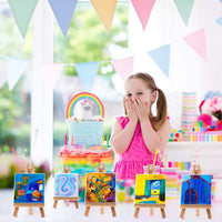 KUUQA Juego de 23 piezas de pintura para niños, mini paneles de lienzo de 3.9 x 3.9 in, pinceles de pintura y delantales de arte para pintar, suministros de arte listos para pintar, regalos de cumpleaños para niños, premios - Arteztik
