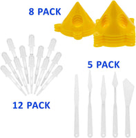Suministro de arte de Estados Unidos – 1 cuarto de galón Floetrol Aditivo de Suministro de Pintura de lujo Medio Kit para mezclar, epoxi, resina – Aceite de silicona, 1 y 10 oz vasos de plástico, Mini soportes de pintura, palos, paletas cuchillos - Arteztik
