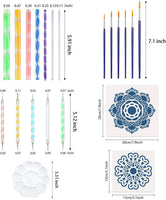 32pcs Mandala Dotting Tools Set, Nail Art Tools,Decompression Painting,Include Reusable Mandalas Painting Stencils,Brushes and Paint Tray for Painting Rocks, Drawing and Drafting, Kids' Crafts - Arteztik
