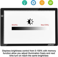 Agptek Bloc, tableta de dibujo, caja de luz para calcar led, brillo ajustable para proyectos de dibujos, bocetos - Arteztik
