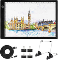 B4 LED Light Painting Pads,Portable LED Tracing Light Board,DIY Dimmable Light Brightness Table,Reutilizable B4 Scale Led Pads con soporte desmontable y clips. - Arteztik
