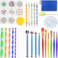 Juego de 35 plantillas de mandala con diseño de mandala, incluye plantillas de mandala, bandeja de pintura con bolsa de almacenamiento para pintar rocas, arcilla y cerámica, arte de uñas para colorear - Arteztik
