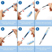 GCQUILL Juego de caligrafía pluma estilográfica 7 puntas de diferentes tamaños y 36 cartuchos de tinta surtidos kit para caligrafía letras – Juego completo de aprendizaje fácil para principiantes F736 - Arteztik
