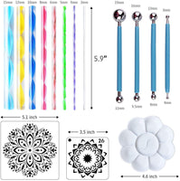 46 plantillas de mandala y 25 piezas de mandala para pintar rocas, puntos de uñas y suministros de dibujo artístico. - Arteztik
