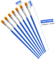Juego de 60 brochas planas de 0.354 in de ancho con pelo de nailon, pincel pequeño a granel para pintura de detalles, mango corto de plástico, pintura acrílica al óleo acuarela para niños, estudiantes, principiantes, adolescentes, adultos, artistas - Arteztik
