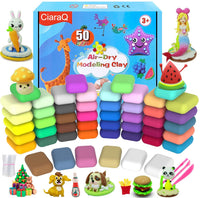 Arcilla seca al aire, súper valiosa CiaraQ 50 colores de arcilla para modelar para niños, arcilla mágica moldeadora para limo añade y suministros de limo, manualidades de bricolaje, pasta de arcilla, regalos para niños y niñas (0.53 oz/pieza) - Arteztik
