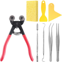 Rustark - Juego de herramientas para mosaico (8 piezas, incluye pinchos de cristal de 7.874 in, 2 raspadores, 2 pinzas, 1 gancho de doble punta, 1 espátula, 1 esponja) - Arteztik
