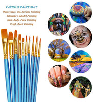 BOSOBO pinceles de pintura redondos puntiagudos, 4 juegos de 10 unidades de pinceles de pintura en miniatura de punta fina de nailon para acuarela de aceite acrílico, cuerpo de uñas, pintura por números, arte de modelos y rocas - Arteztik
