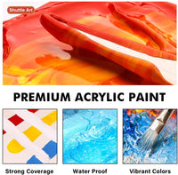 Pintura acrílica, Shuttle Art 18 colores acrílico bolsas de pintura (4.1 fl oz/4.06 oz), Artist Grade acrílico pintura Set, ricos pigmentos, no tóxico para artistas, principiantes y niños en rocas manualidades lienzo madera cerámica - Arteztik
