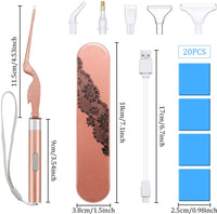 Pluma de perforación de punto de pintura de diamante con luz 5D herramienta de pintura de diamante con cable USB, 20 piezas de arcilla de pegamento de pintura y 6 piezas diferentes tipos de cabezales de repuesto, pinzas para manualidades - Arteztik
