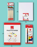 COLOUR BLOCK Juego de pintura acrílica – 12 tubos de pintura acrílica I 12 piezas de nailon marrón, 4 tablas de pintura acrílica I 40 hojas blancas de 37 libras 9 x 12 pulgadas paleta de papel a prueba de sangrado - Arteztik
