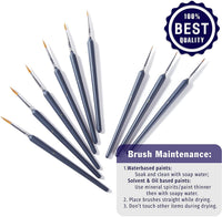 OOKU - Juego de pinceles de pintura para detalles de 9 piezas, pinceles profesionales de detalles finos para pintura artística, pintura facial, detalles, pintura artística de modelo, mango de madera negro y organizador de almacenamiento de lana - Arteztik
