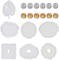Paquete de 7 moldes de resina para posavasos de silicona para fundición de resina con 12 copos dorados. - Arteztik
