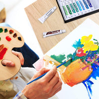 Juego de pintura acrílica, NASUM 24 tubos de colores de 0.4 fl oz y 6 pinceles de pintura, juego de arte para niños, estudiantes, principiantes, artistas, suministros de manualidades, pintura de cerámica, vidrio, madera, tela, lienzo - Arteztik
