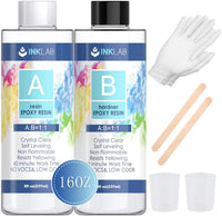 Kit de resina epoxi y endurecedor, 16 onzas, resina transparente no tóxica con accesorios para manualidades, bricolaje, joyería, moldes, revestimiento, fundición, mesa de madera - Arteztik
