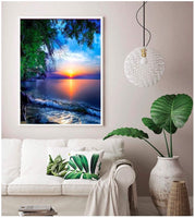 Kit de pintura de diamante 5D para playa para adultos, taladro completo (13.8 x 17.7 in), pintura de diamantes, arte para decoración de pared del hogar, kits de pintura 5D (soleado) - Arteztik
