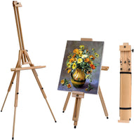 T-SIGN - Caballete para pintura de madera, trípode portátil, caballete de madera de haya, diseño plegable, altura ajustable de 36.5 a 75.5 pulgadas, bandeja grande ajustable para pintura, bocetos, exhibición - Arteztik
