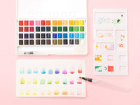 Paint Mark 48 Juego de pintura de acuarela con 2 rotuladores de pincel de mezcla, paleta de pintura de acuarela incluye 20 hojas de papel de color de agua y estuche de almacenamiento. - Arteztik
