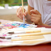 Cepillos de acuarela de distracción dinámica para pintar – Juego de 9 pinceles de acuarela de color redondo – Tamaño cómodo del mango – perfecto para artistas profesionales y obbyistas que utilizan acuarela, acrílico y aceite - Arteztik
