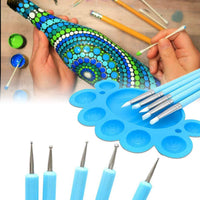 Juego de herramientas de punteado de mandala de 37 piezas, juego de plantillas con una bolsa de almacenamiento impermeable con cremallera azul para pintura de roca, dibujo y decoración de uñas - Arteztik
