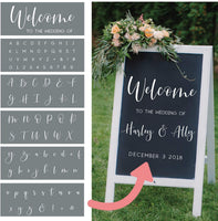 Plantillas de boda – Juego de 6 plantillas de alfabeto reutilizables para hacer decoraciones de boda personalizadas, plantillas de letras de boda fáciles en una fuente moderna de plantilla de guión - Arteztik
