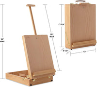 7 elementos de madera de haya, gran mesa de escritorio, caballete, para arte, pintura y dibujo, portátil con almacenamiento - Arteztik
