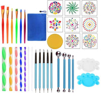 Kit de pintura de mandala, 35 piezas, herramientas de punto, pinceles de pintura, plantilla para pintura de roca, colorear, dibujar y dibujar suministros de arte - Arteztik

