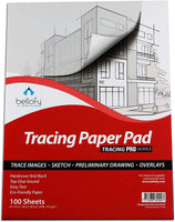 Bellofy - Bloc de papel de rastreo de 100 hojas - Papel translúcido para lápices, marcador y tinta - Trace Images, bocetos, dibujo preliminar, superposiciones - 9 x 12 pulgadas, 25 lb/1.41 oz/m² - Arteztik
