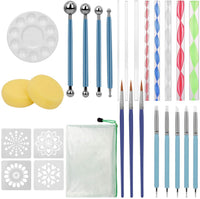 Herramientas de punteo Mandala, 27 piezas de pintura de puntos para adultos, herramientas de pintura de plantillas, bandeja de pintura para lápices para lienzo, manualidades de dibujo, arcilla, pintura de rocas, colorear, dibujo de arte - Arteztik
