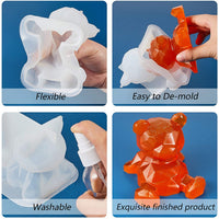 2 piezas de molde de resina de oso epoxi 3D oso moldes de epoxi titular del teléfono molde de silicona en forma de oso molde de resina para manualidades DIY decoración del coche, accesorios de decoración del hogar - Arteztik
