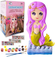 Kit de pintura de sirena Yileqi para manualidades y artes infantiles, pintura de juguete de sirena para niños, manualidades para niñas de 4 a 6 a 8 a 12 años, regalos para niñas y niños, no de cerámica, set de pintura para regalo de cumpleaños - Arteztik
